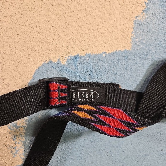 Bison Designs Size Small Woven Nylon Web Belt Multi Color Geometric Pattern USA - Picture 2 of 5